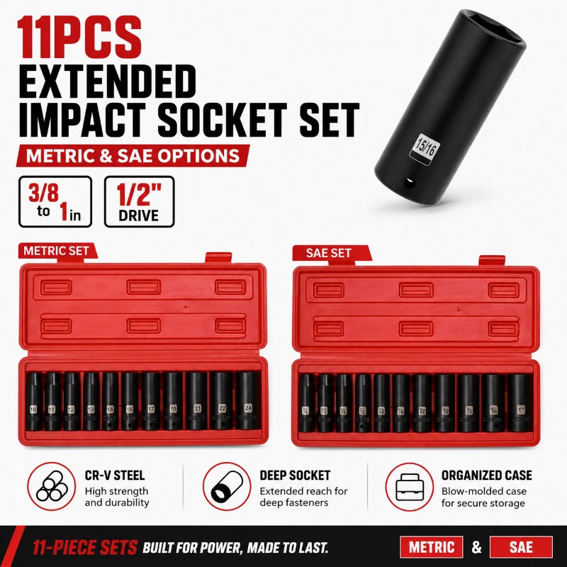 11피스 딥 임팩트 소켓 세트 1/2인치 드라이브 6포 - Pneumatic Impact Wrench 리뷰 및 가격
