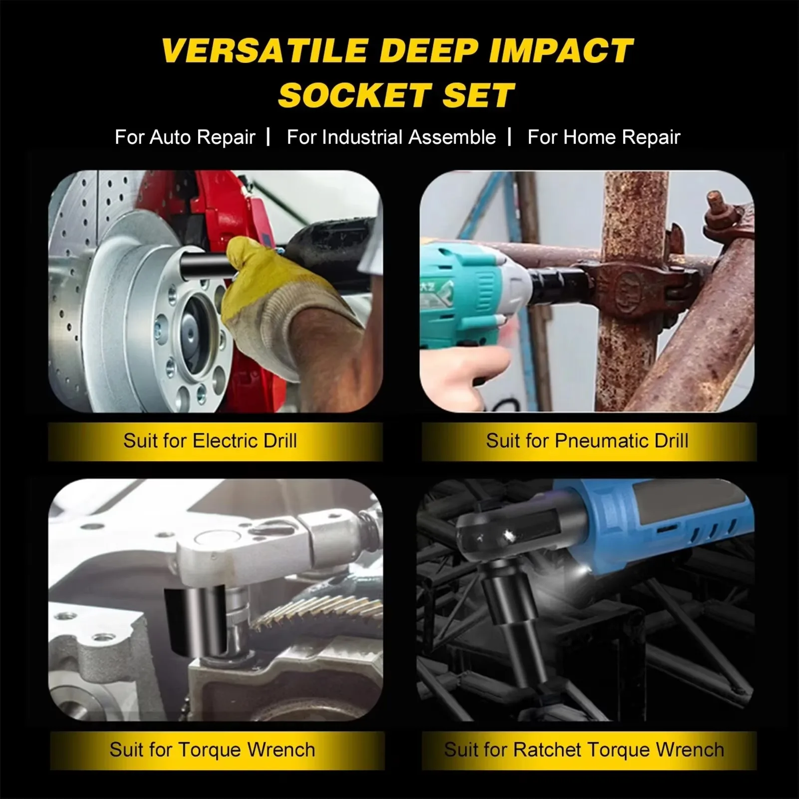 10PCS 미터법 임팩트 소켓 렌치 세트 1/2인치 드 - Pneumatic Impact Wrench 리뷰 및 가격
