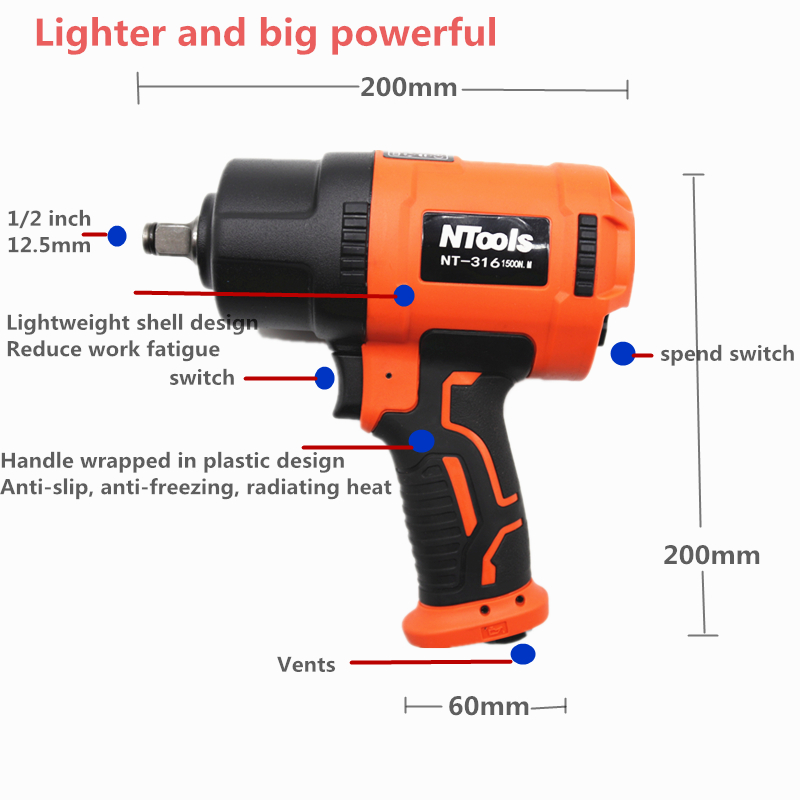 1500 NM 임팩트 공압 렌치, 전문 자동차 수리 공 - Pneumatic Impact Wrench 리뷰 및 가격